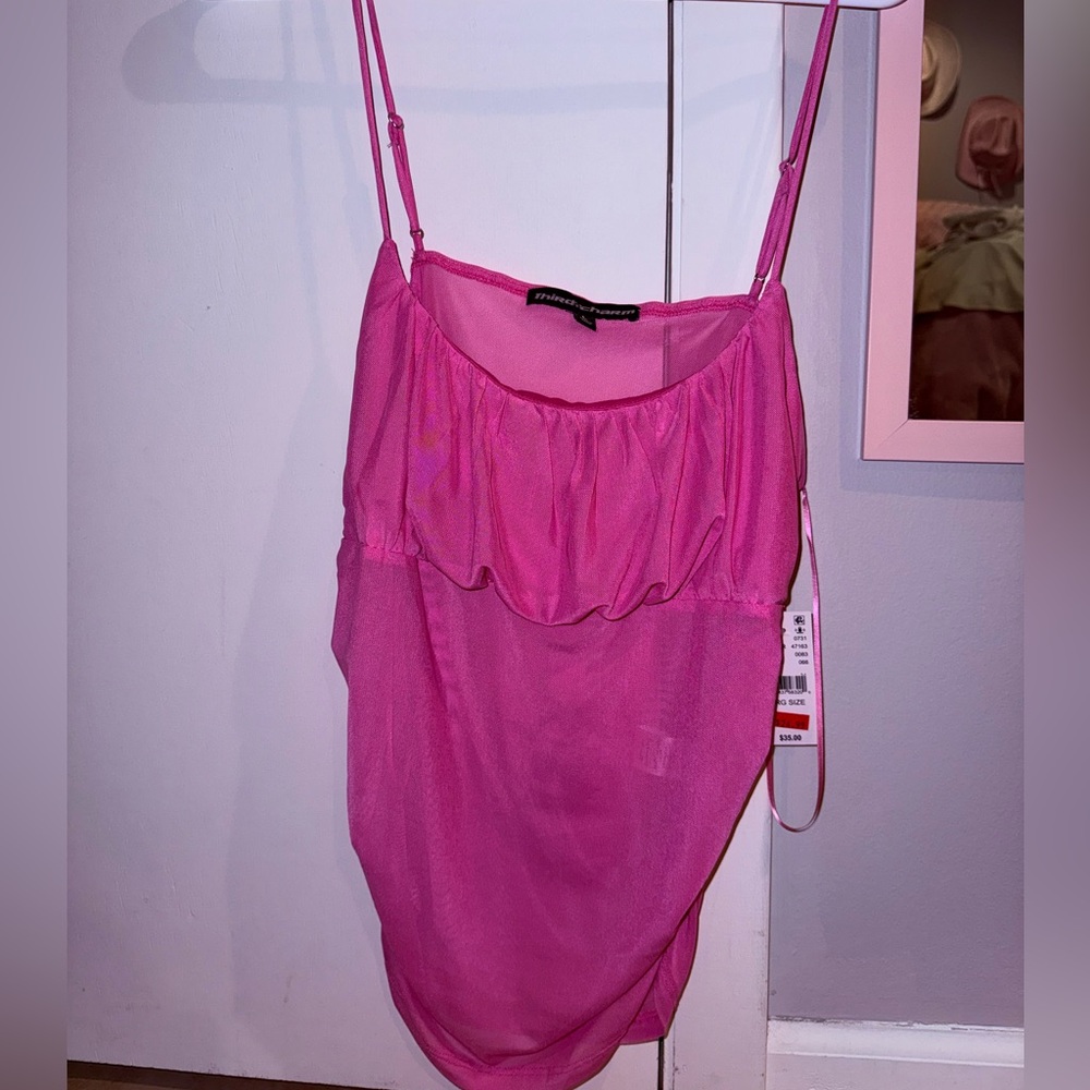 NWT Third Charm (Pacsun) Pink Mesh Tank Top size L